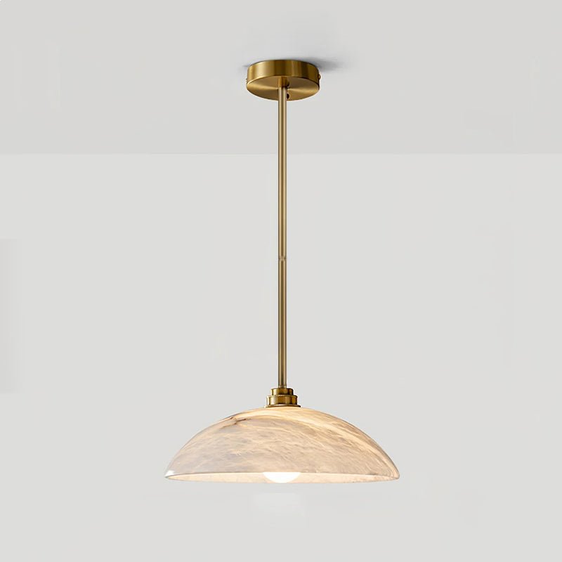 Koepelvormige Hanglamp Albast met Koperen Fitting – Ø30cm & Ø40cm – Natuursteen – Warme Uitstraling Eetkamer Keuken Woonkamer | Sansoti