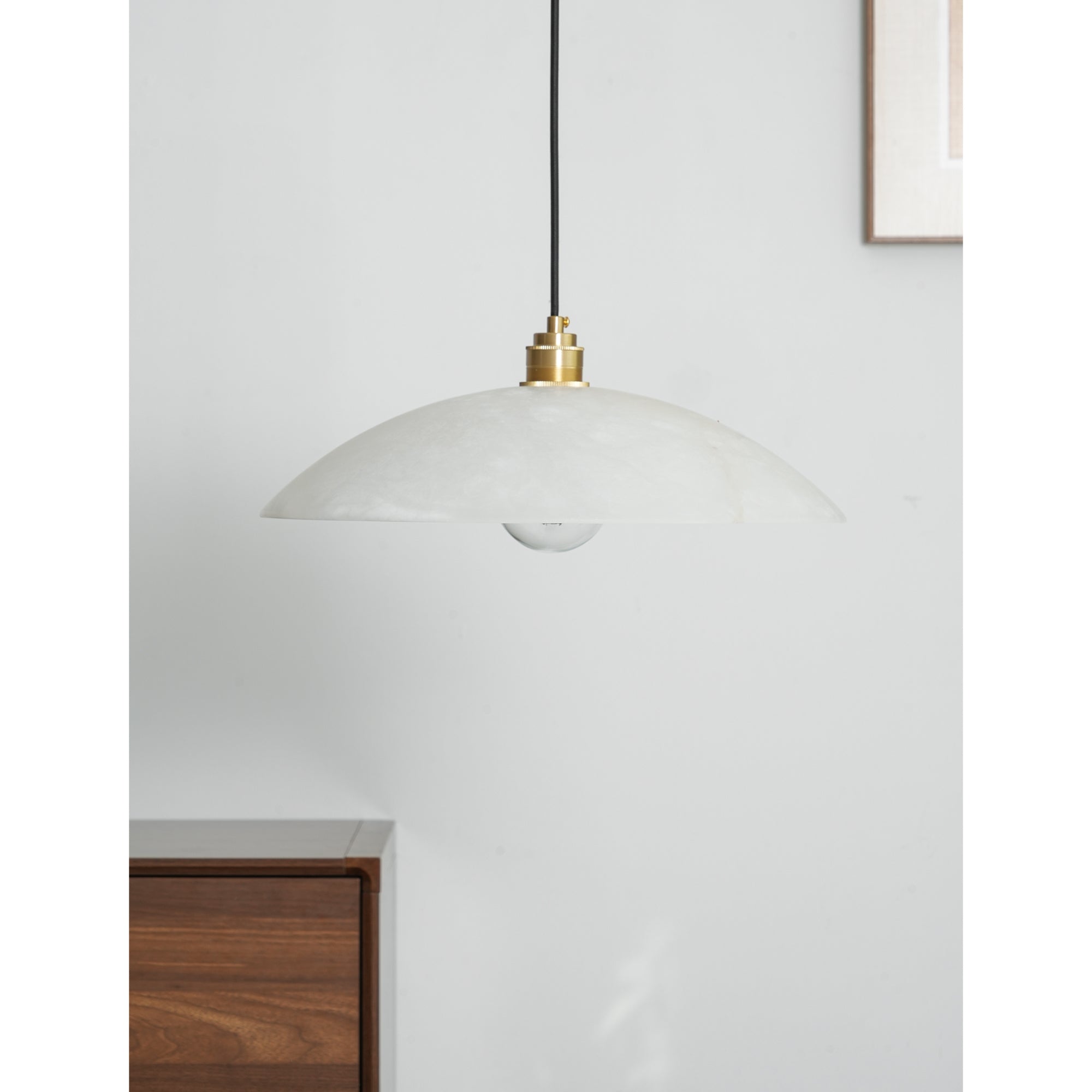 Koepelvormige Hanglamp Albast met Koperen Fitting – Ø30cm & Ø40cm – Natuursteen – Warme Uitstraling Eetkamer Keuken Woonkamer | Sansoti