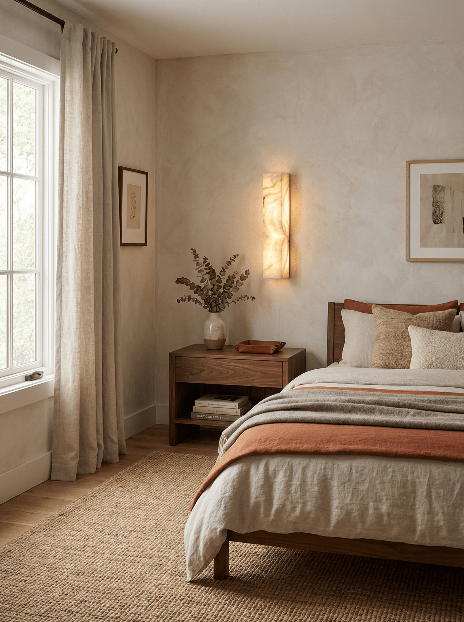 Natuursteen Wandlamp – Massief Alabaster met Organische Vormgeving & Warm Licht | Sansoti