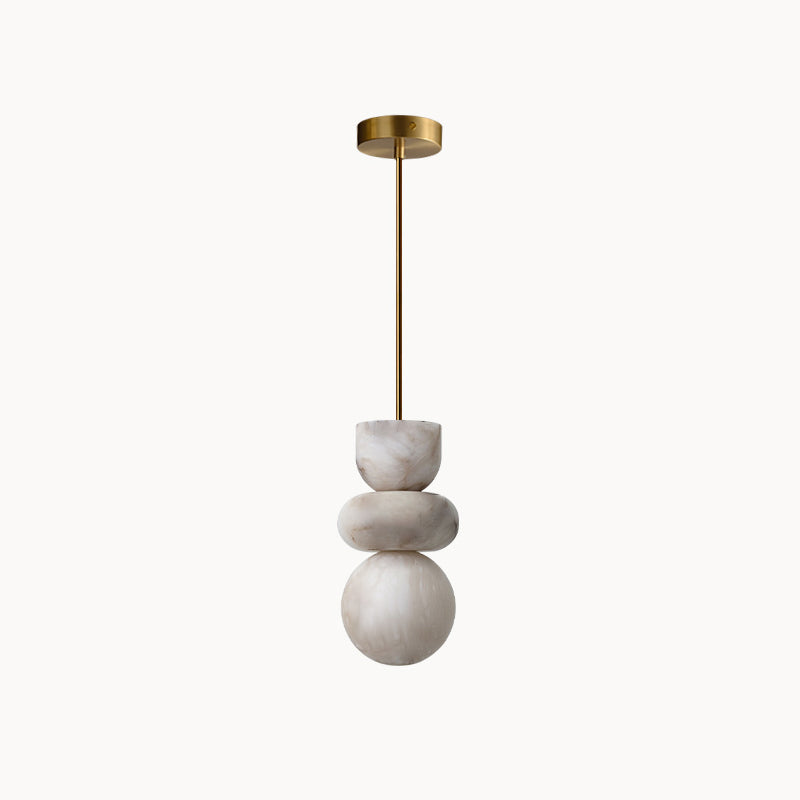 Alabaster Hanglamp met Messing Armatuur en Geïntegreerde LED – Luxe Natuurstenen Design Verlichting | Sansoti