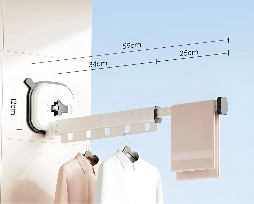 Porte-vêtements mural en aluminium extensible pliable sans perçage | Restfield