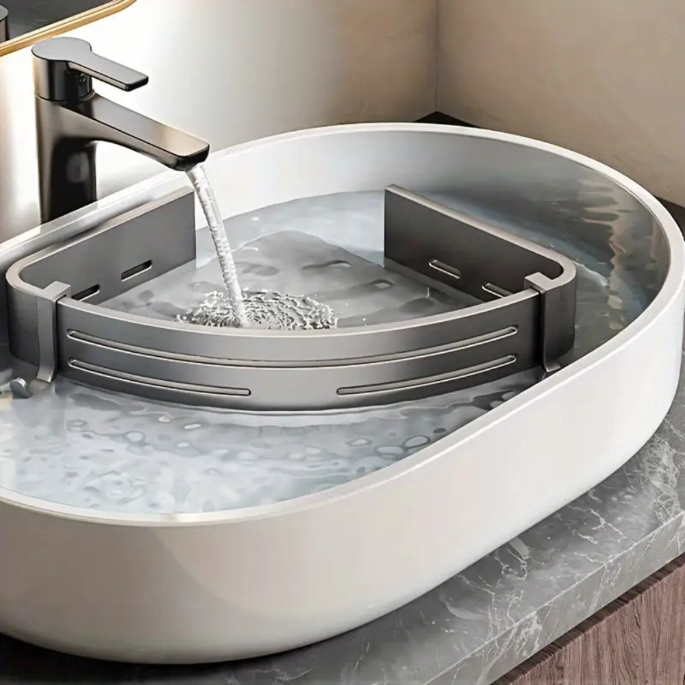 Hoekdouche Organizer Aluminium Zelfklevend Zonder Boren Badkamerrek Roestvrij Keuken Opbergsysteem Wandrek | Sansoti