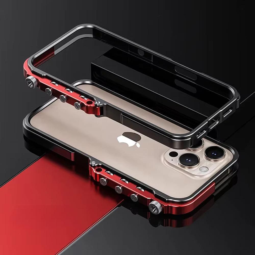 Metal iPhone Case with Mechanical Structure, Aluminum Frame, Shock Protection for 13 14 15 16 17 | Sansoti