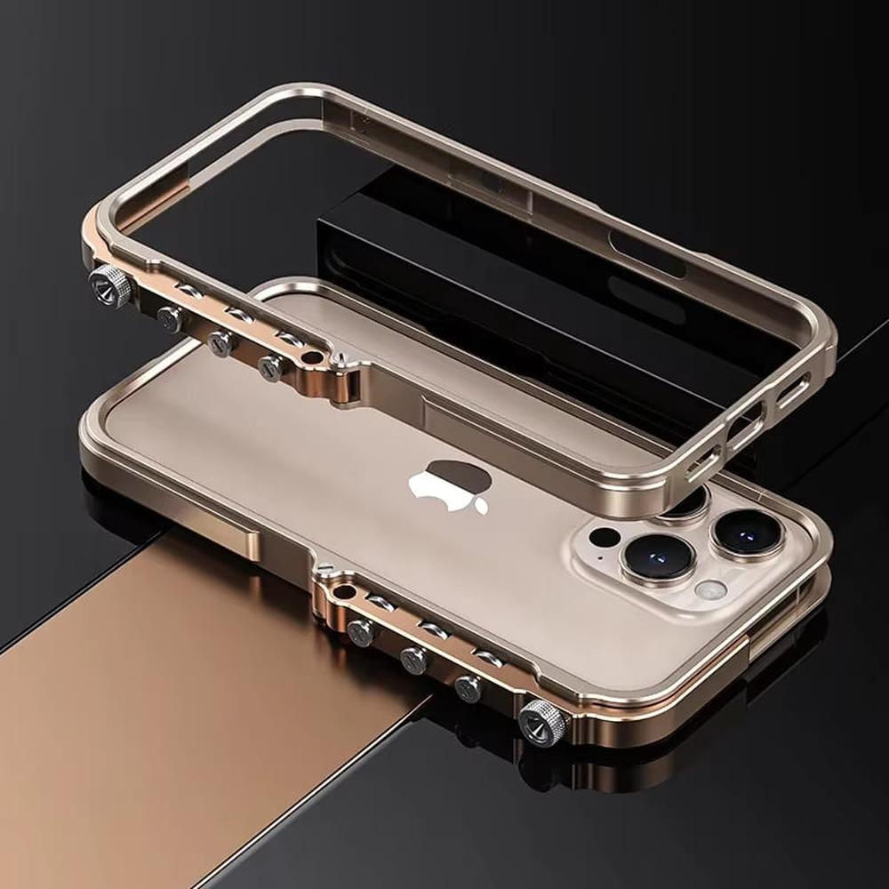 Metal iPhone Case with Mechanical Structure, Aluminum Frame, Shock Protection for 13 14 15 16 17 | Sansoti