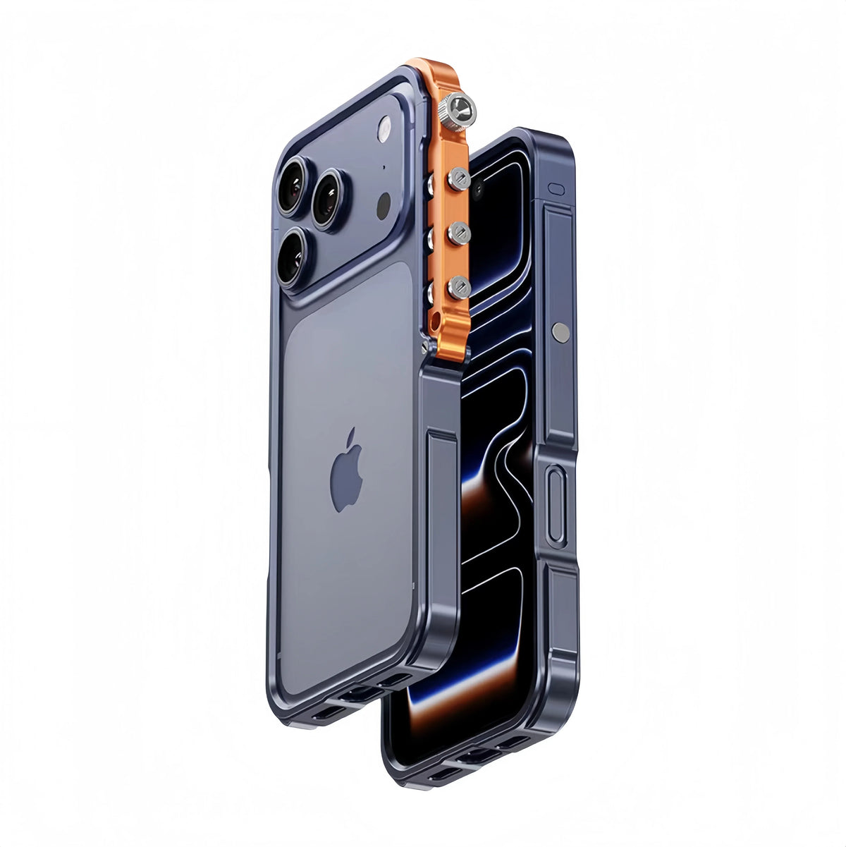 Metal iPhone Case with Mechanical Structure, Aluminum Frame, Shock Protection for 13 14 15 16 17 | Sansoti