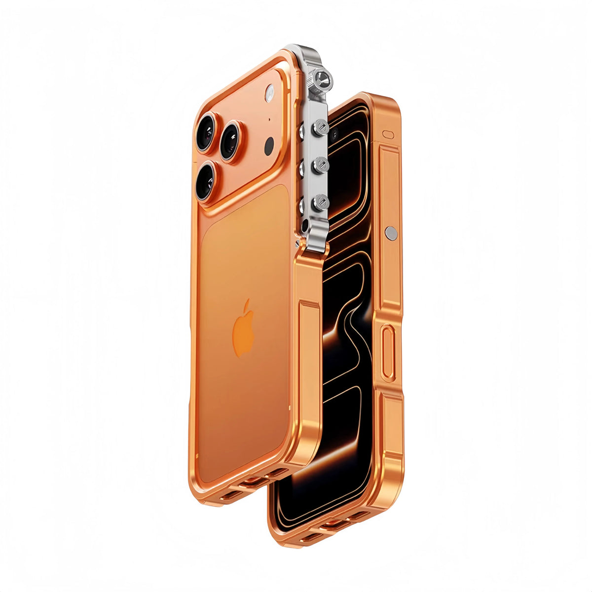 Metal iPhone Case with Mechanical Structure, Aluminum Frame, Shock Protection for 13 14 15 16 17 | Sansoti