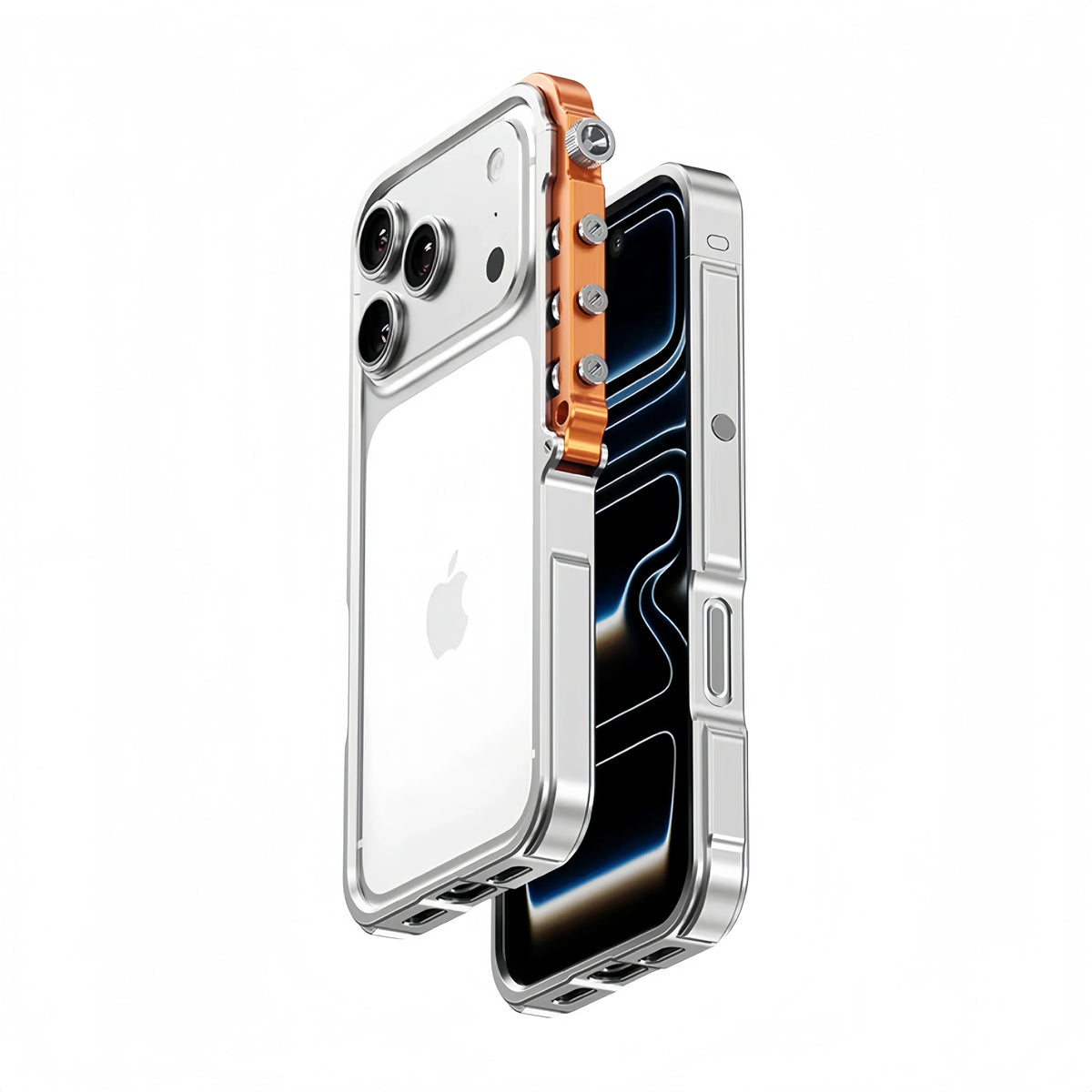 Metal iPhone Case with Mechanical Structure, Aluminum Frame, Shock Protection for 13 14 15 16 17 | Sansoti