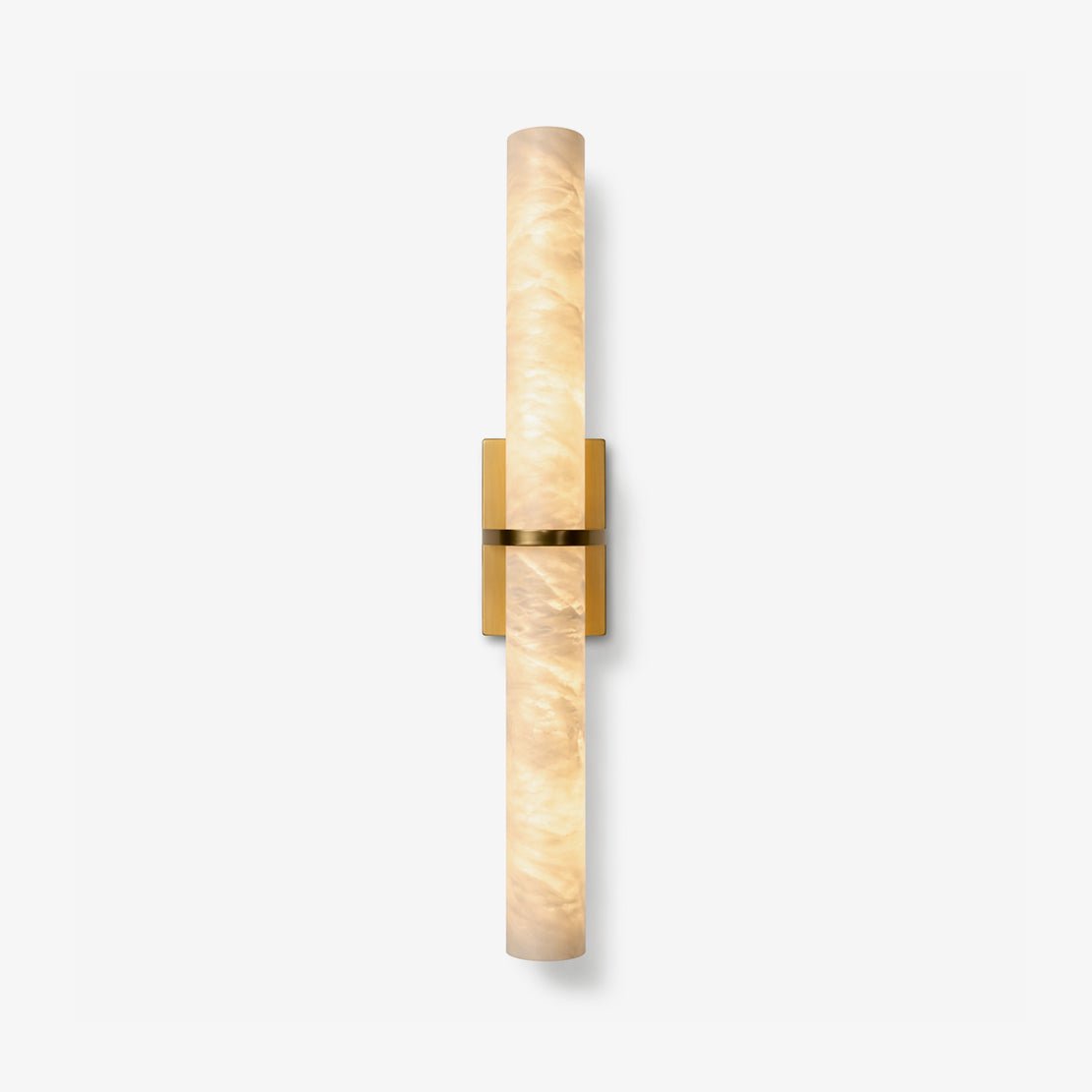 Moderne Wandlamp Alabaster Staaf met Gouden Beugel – 50 cm Natuursteen Verlichting | Sansoti