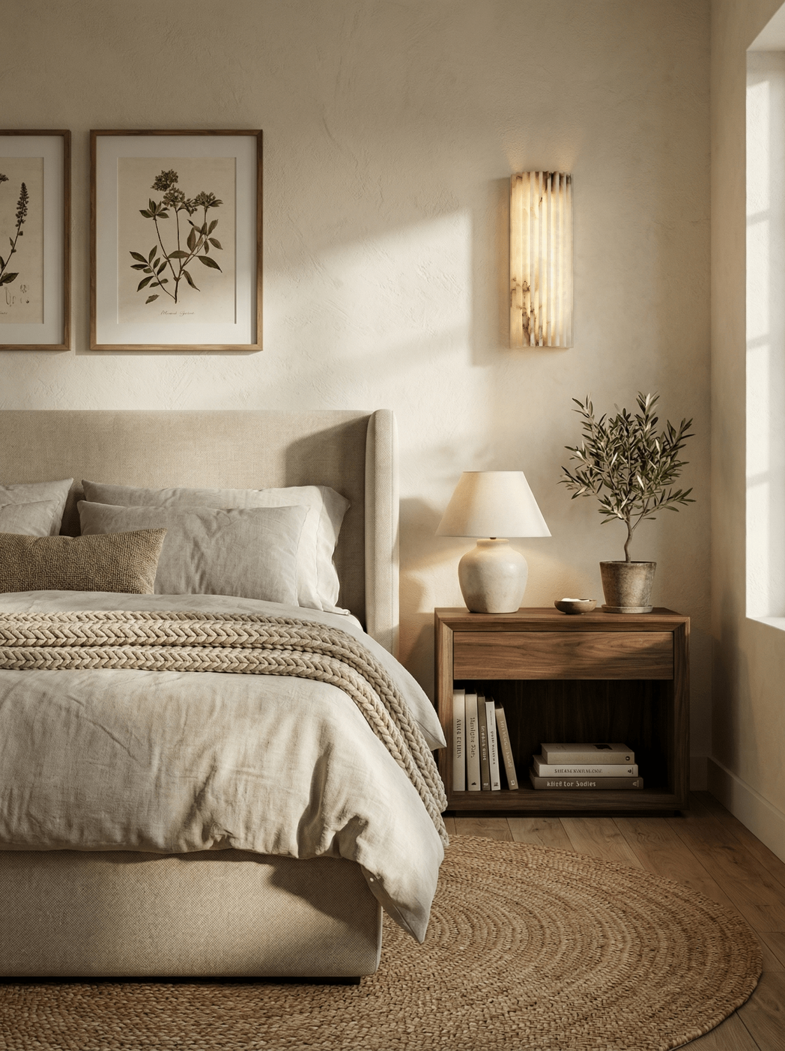 Alabaster Wandlamp Natuursteen – Geribbeld Design – Warm Licht – Scandinavische Stijl | Sansoti