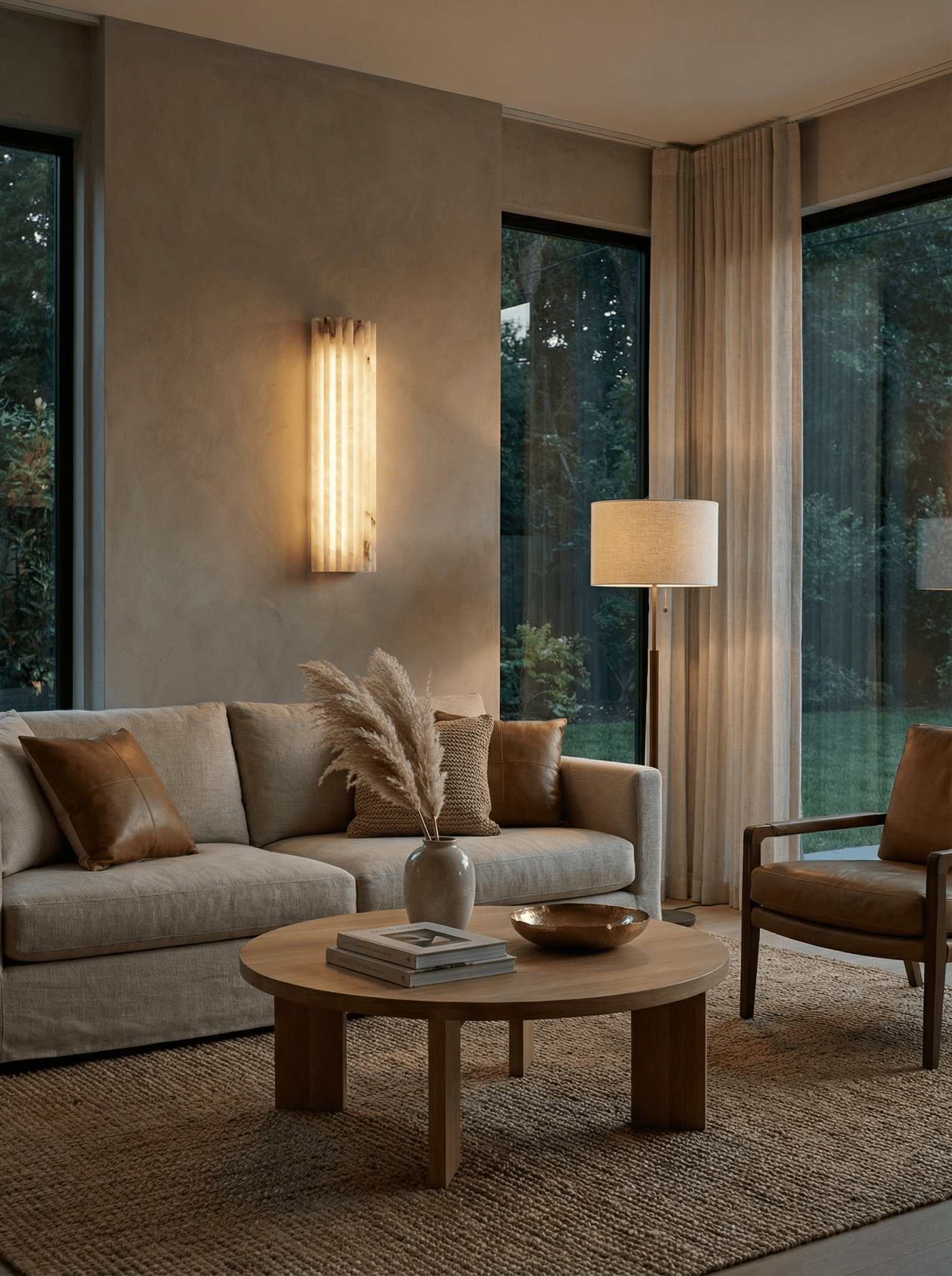 Alabaster Wandlamp Natuursteen – Geribbeld Design – Warm Licht – Scandinavische Stijl | Sansoti