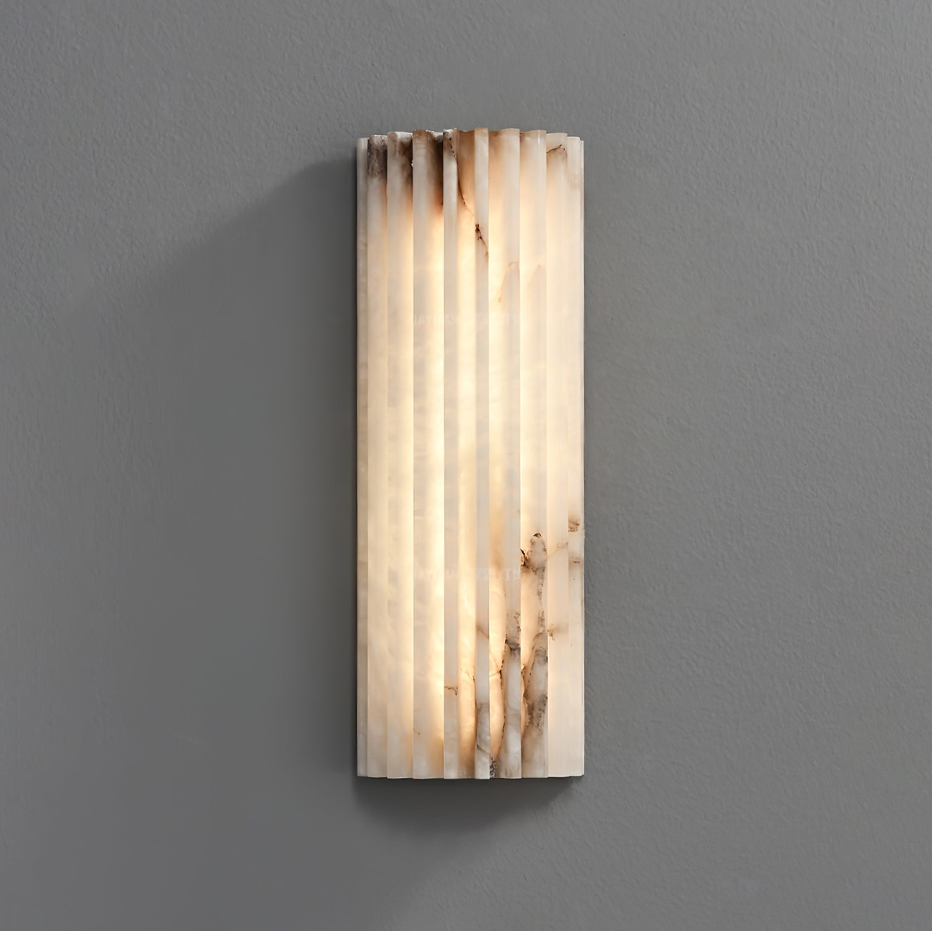 Alabaster Wandlamp Natuursteen – Geribbeld Design – Warm Licht – Scandinavische Stijl | Sansoti