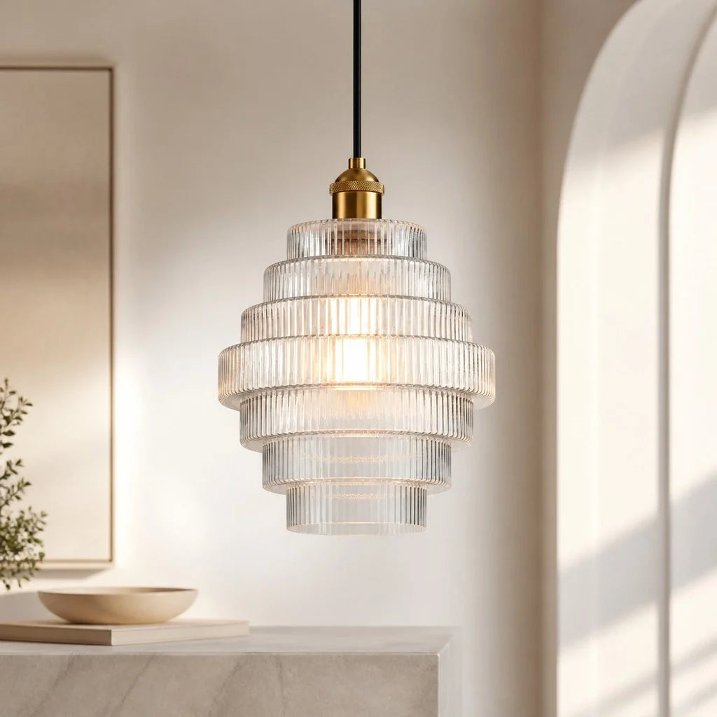Glazen Hanglamp Gestreept Gekleurd Glas Flesmodel Scandinavische Verlichting voor Eetkamer Woonkamer Keukeneiland | Sansoti