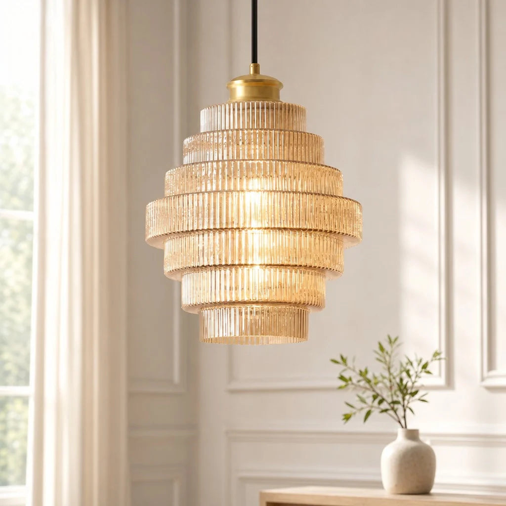 Glazen Hanglamp Gestreept Gekleurd Glas Flesmodel Scandinavische Verlichting voor Eetkamer Woonkamer Keukeneiland | Sansoti