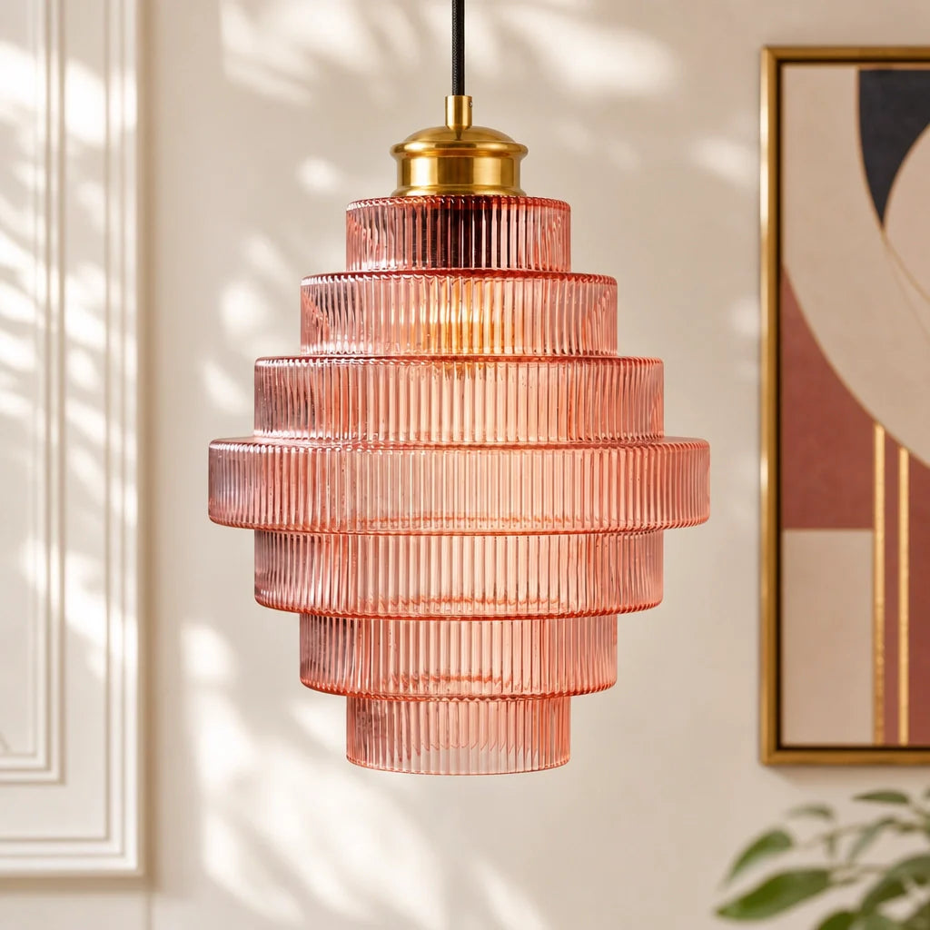 Glazen Hanglamp Gestreept Gekleurd Glas Flesmodel Scandinavische Verlichting voor Eetkamer Woonkamer Keukeneiland | Sansoti