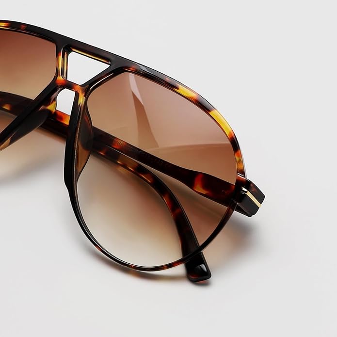 Oversized Vierkante Pilotenbril met UV400 Bescherming Unisex Zonnebril Lichtgewicht Montuur Retro Eyewear | Sansoti