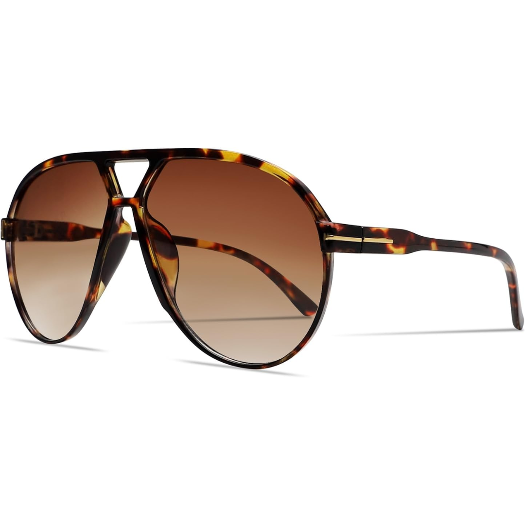 Oversized Vierkante Pilotenbril met UV400 Bescherming Unisex Zonnebril Lichtgewicht Montuur Retro Eyewear | Sansoti