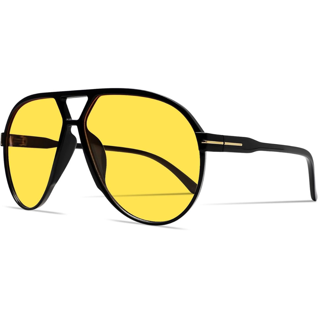 Oversized Vierkante Pilotenbril met UV400 Bescherming Unisex Zonnebril Lichtgewicht Montuur Retro Eyewear | Sansoti