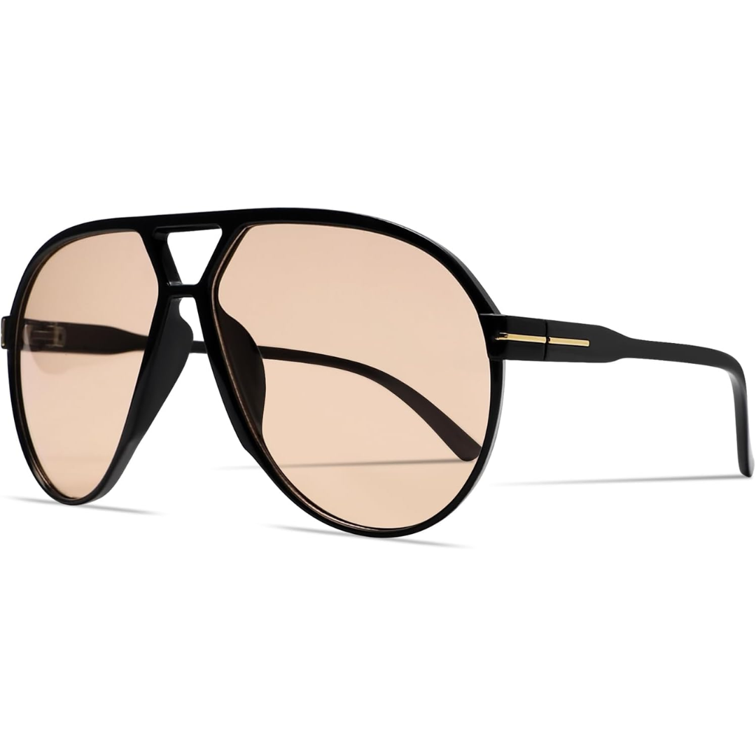 Oversized Vierkante Pilotenbril met UV400 Bescherming Unisex Zonnebril Lichtgewicht Montuur Retro Eyewear | Sansoti