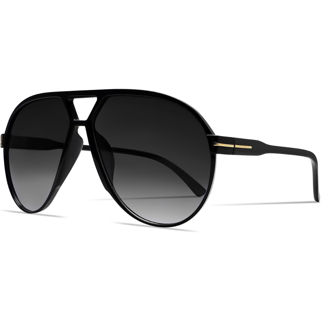 Oversized Vierkante Pilotenbril met UV400 Bescherming Unisex Zonnebril Lichtgewicht Montuur Retro Eyewear | Sansoti