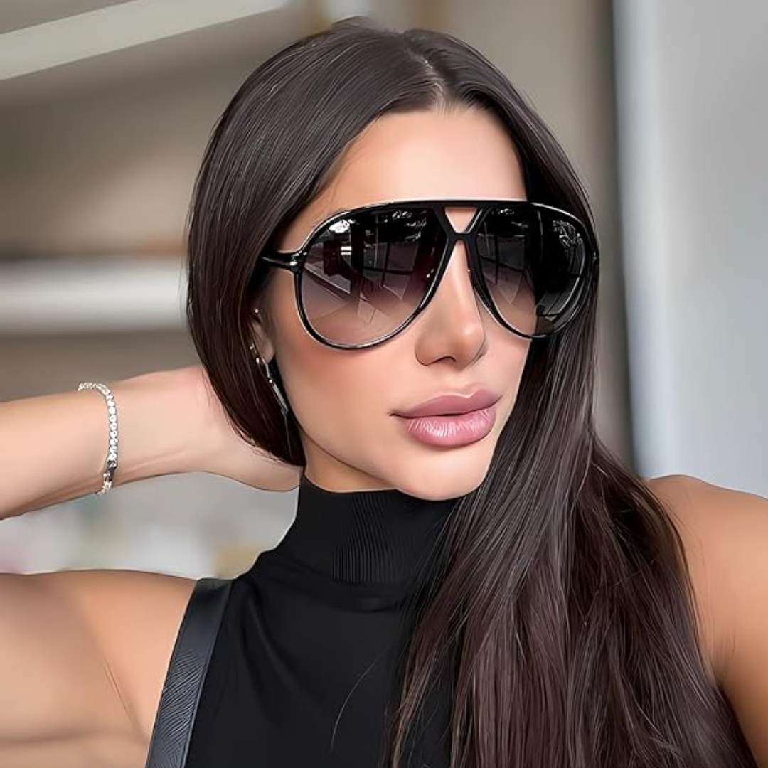 Oversized Vierkante Pilotenbril met UV400 Bescherming Unisex Zonnebril Lichtgewicht Montuur Retro Eyewear | Sansoti
