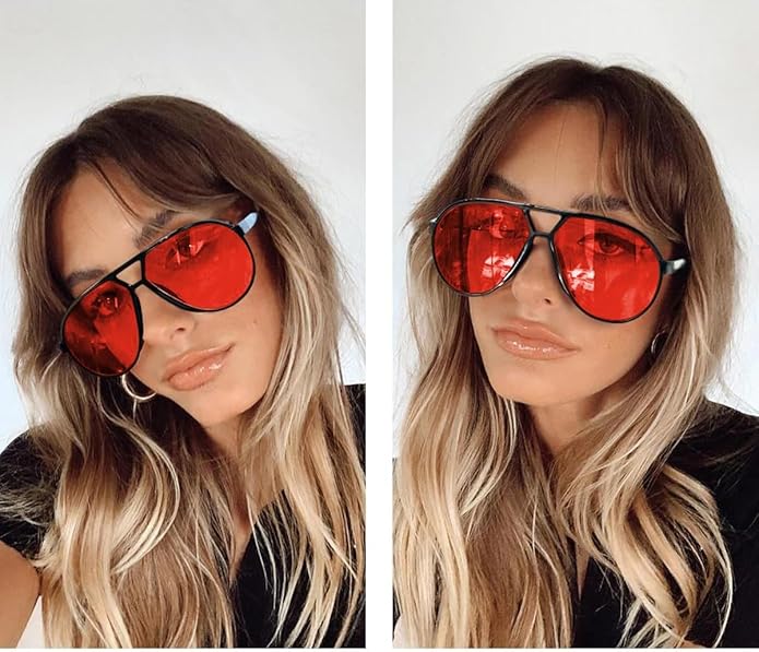 Oversized Vierkante Pilotenbril met UV400 Bescherming Unisex Zonnebril Lichtgewicht Montuur Retro Eyewear | Sansoti