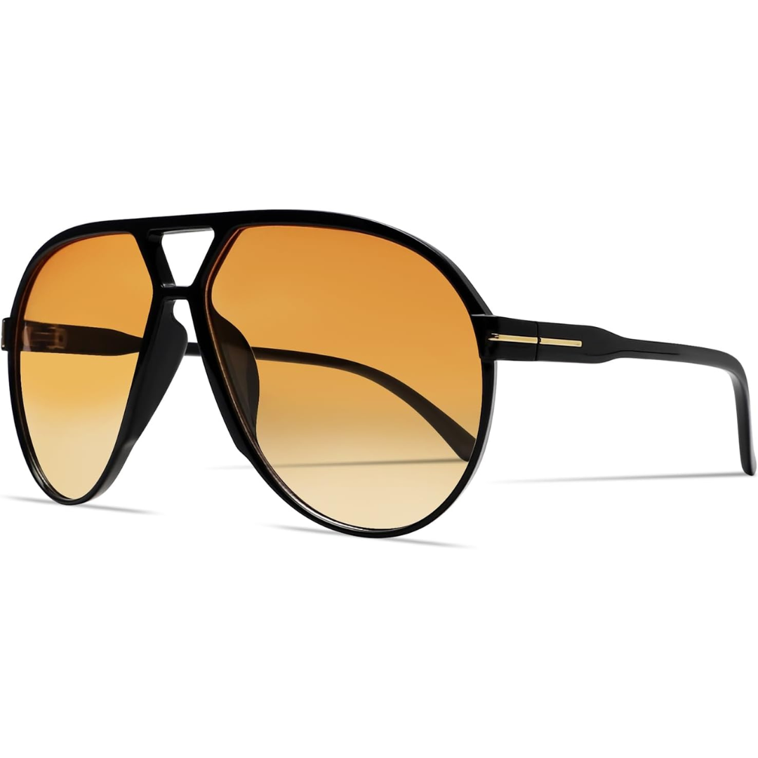 Oversized Vierkante Pilotenbril met UV400 Bescherming Unisex Zonnebril Lichtgewicht Montuur Retro Eyewear | Sansoti