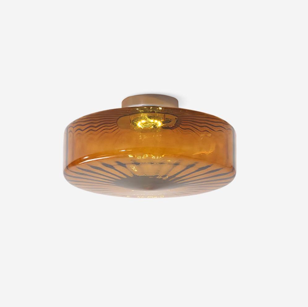 Plafondlamp Amberkleuring Glas Zonnestraalpatroon Retro Verlichting Warm Licht Metalen Fitting Woonkamer | Sansoti