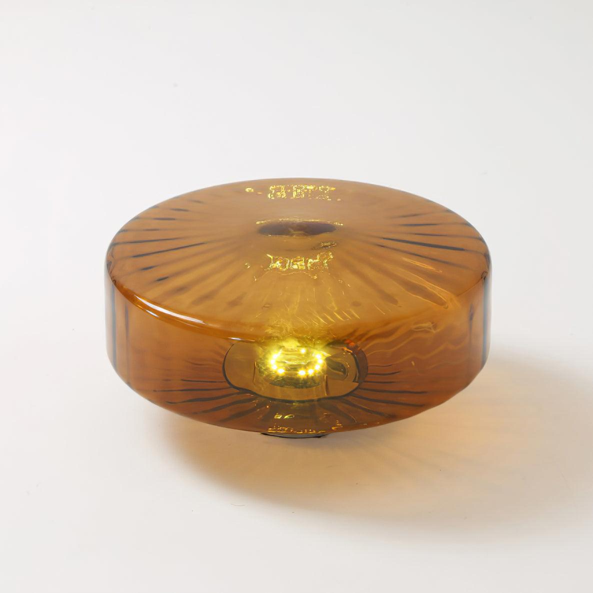 Plafondlamp Amberkleuring Glas Zonnestraalpatroon Retro Verlichting Warm Licht Metalen Fitting Woonkamer | Sansoti