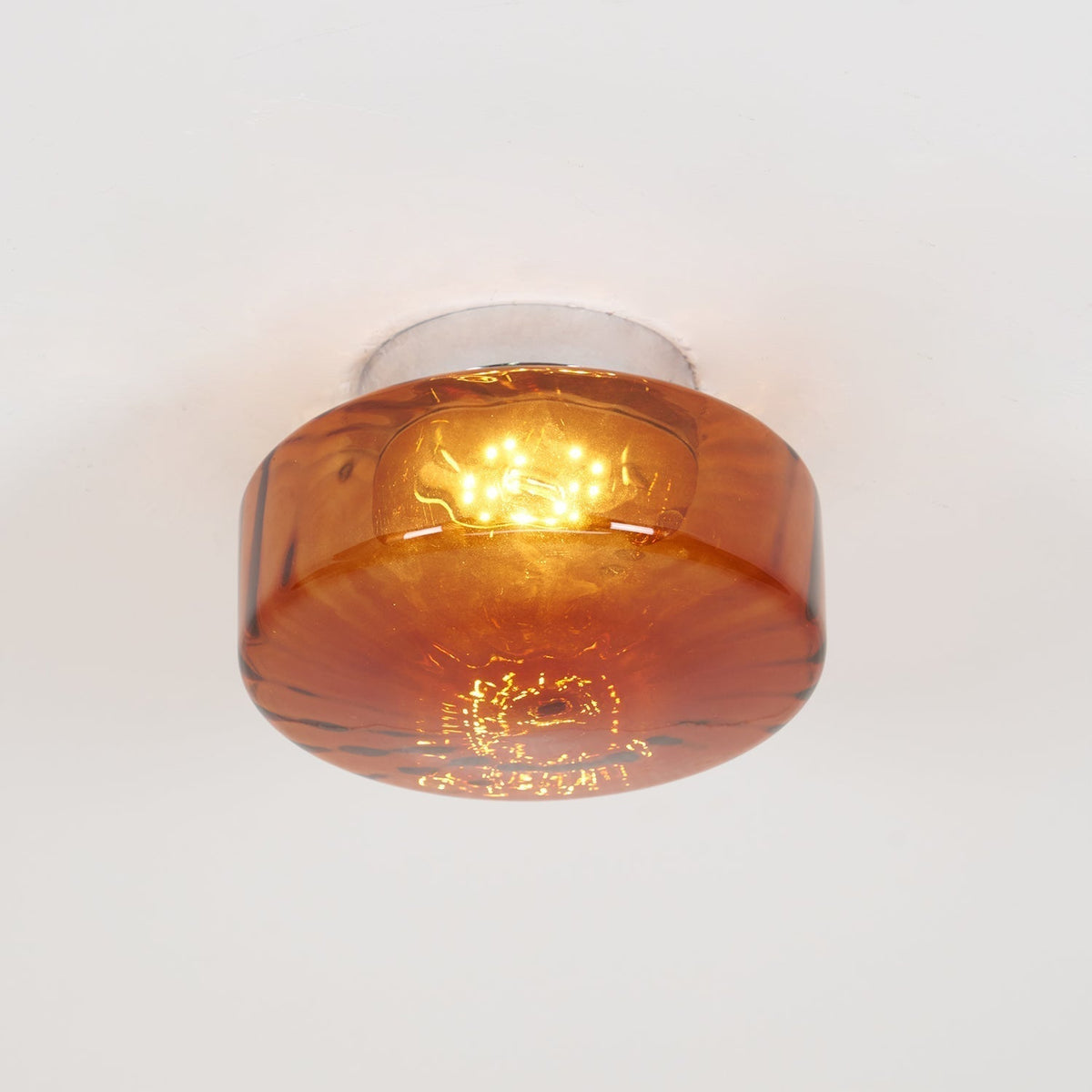 Plafondlamp Amberkleuring Glas Zonnestraalpatroon Retro Verlichting Warm Licht Metalen Fitting Woonkamer | Sansoti