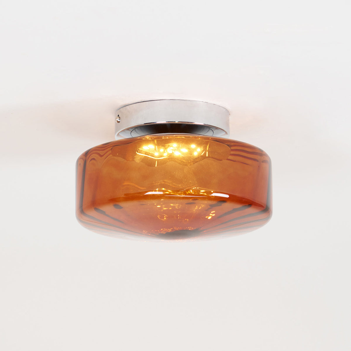 Plafondlamp Amberkleuring Glas Zonnestraalpatroon Retro Verlichting Warm Licht Metalen Fitting Woonkamer | Sansoti