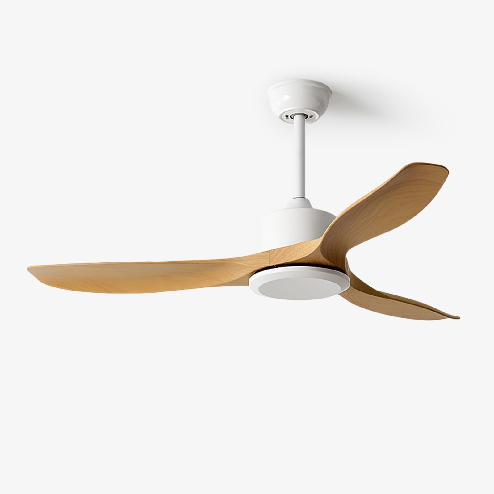 Minimalistische Plafondventilator Hout 106-132cm Met Afstandsbediening 5 Snelheden Omkeerbaar Koper Motor AC 110-240V | Sansoti