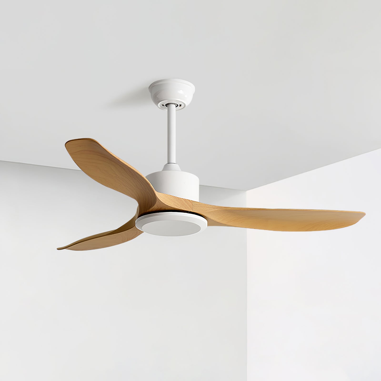 Minimalistische Plafondventilator Hout 106-132cm Met Afstandsbediening 5 Snelheden Omkeerbaar Koper Motor AC 110-240V | Sansoti