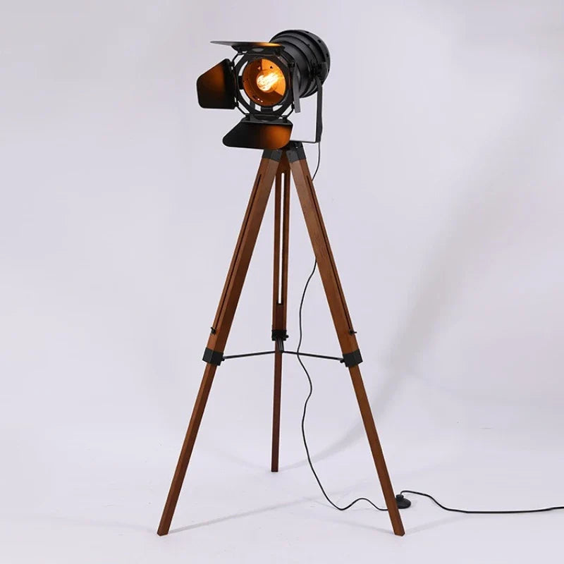 Statief Vloerlamp Vintage Metaal Hout Verstelbaar Industrieel Design voor Woonkamer Slaapkamer Leeshoek | Sansoti