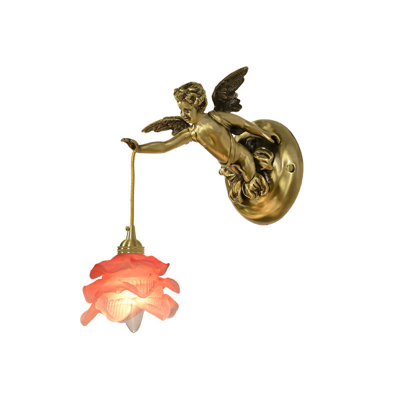 Applique murale en verre en forme d’aile d’ange, laiton, cuivre, rose et blanc, luminaire, éclairage d’ambiance pour salon, couloir et entrée | Sansoti