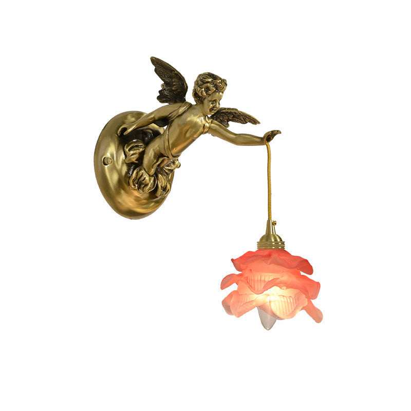 Applique murale en verre en forme d’aile d’ange, laiton, cuivre, rose et blanc, luminaire, éclairage d’ambiance pour salon, couloir et entrée | Sansoti