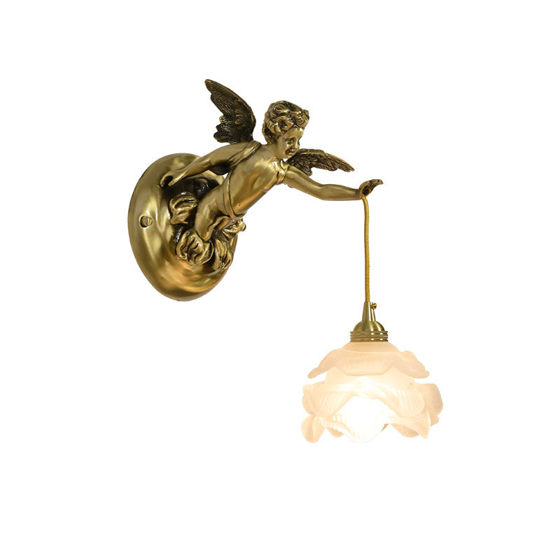 Applique murale en verre en forme d’aile d’ange, laiton, cuivre, rose et blanc, luminaire, éclairage d’ambiance pour salon, couloir et entrée | Sansoti