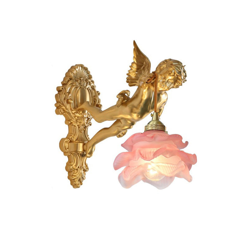 Applique murale en verre en forme d’aile d’ange, laiton, cuivre, rose et blanc, luminaire, éclairage d’ambiance pour salon, couloir et entrée | Sansoti