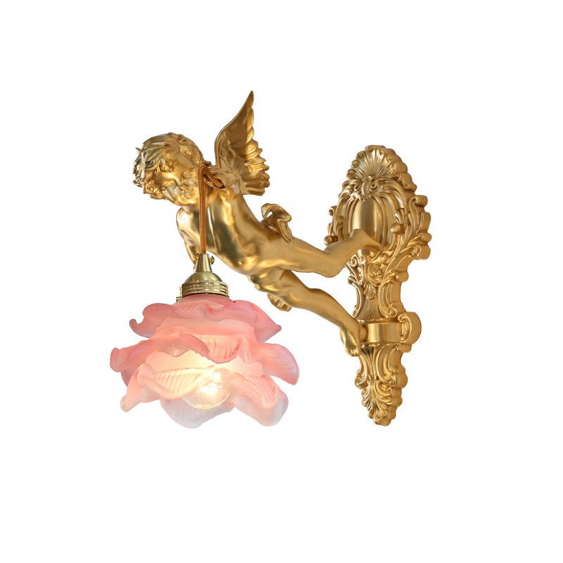 Applique murale en verre en forme d’aile d’ange, laiton, cuivre, rose et blanc, luminaire, éclairage d’ambiance pour salon, couloir et entrée | Sansoti
