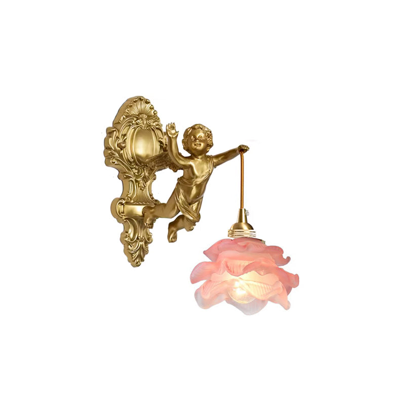 Applique murale en verre en forme d’aile d’ange, laiton, cuivre, rose et blanc, luminaire, éclairage d’ambiance pour salon, couloir et entrée | Sansoti