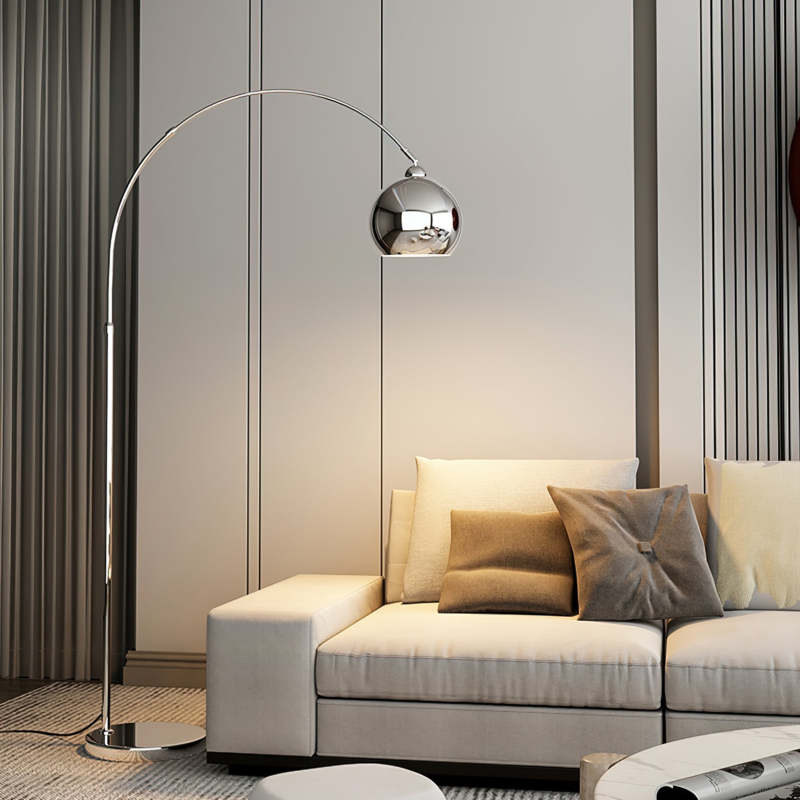Verstelbare Vloerlamp Metaal Zwart Chroom Wit Telescopische Arm Leeslamp Modern Design | Sansoti