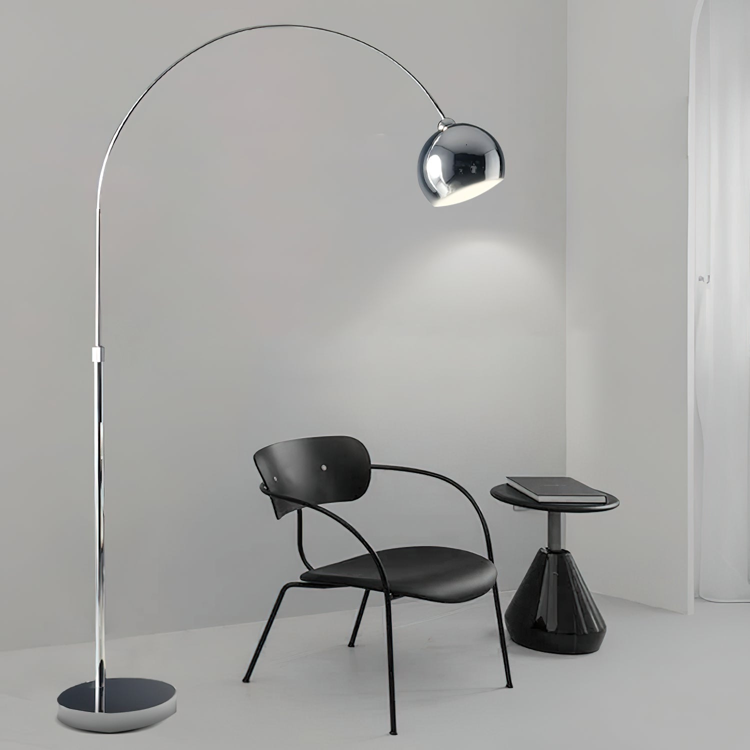 Verstelbare Vloerlamp Metaal Zwart Chroom Wit Telescopische Arm Leeslamp Modern Design | Sansoti