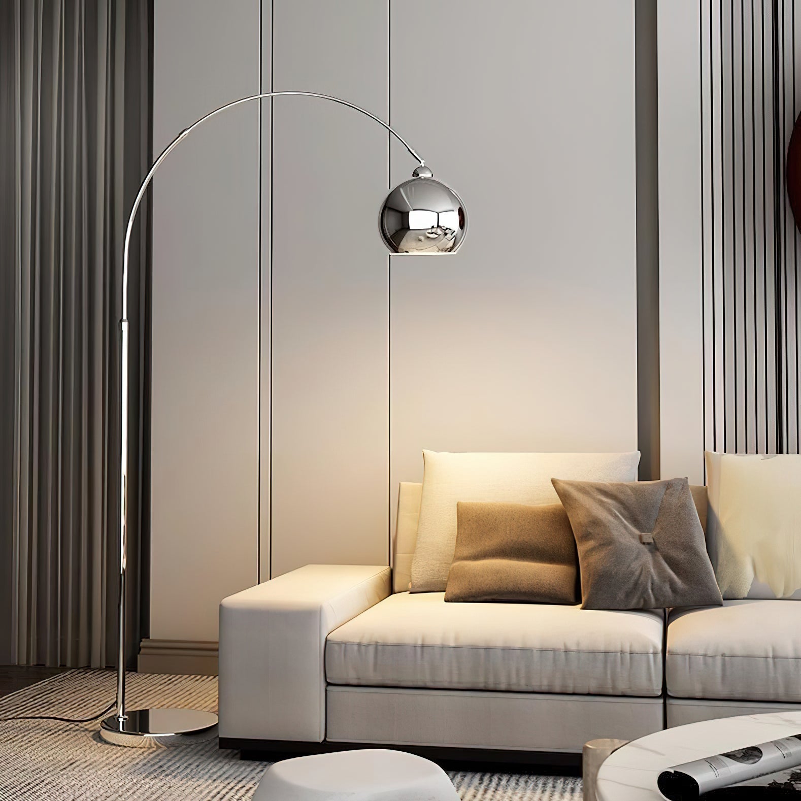 Verstelbare Vloerlamp Metaal Zwart Chroom Wit Telescopische Arm Leeslamp Modern Design | Sansoti