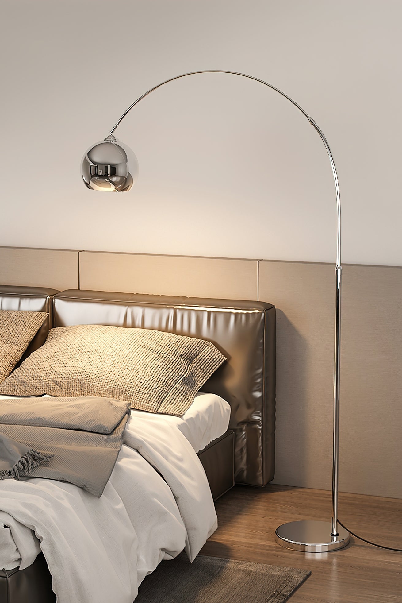 Verstelbare Vloerlamp Metaal Zwart Chroom Wit Telescopische Arm Leeslamp Modern Design | Sansoti