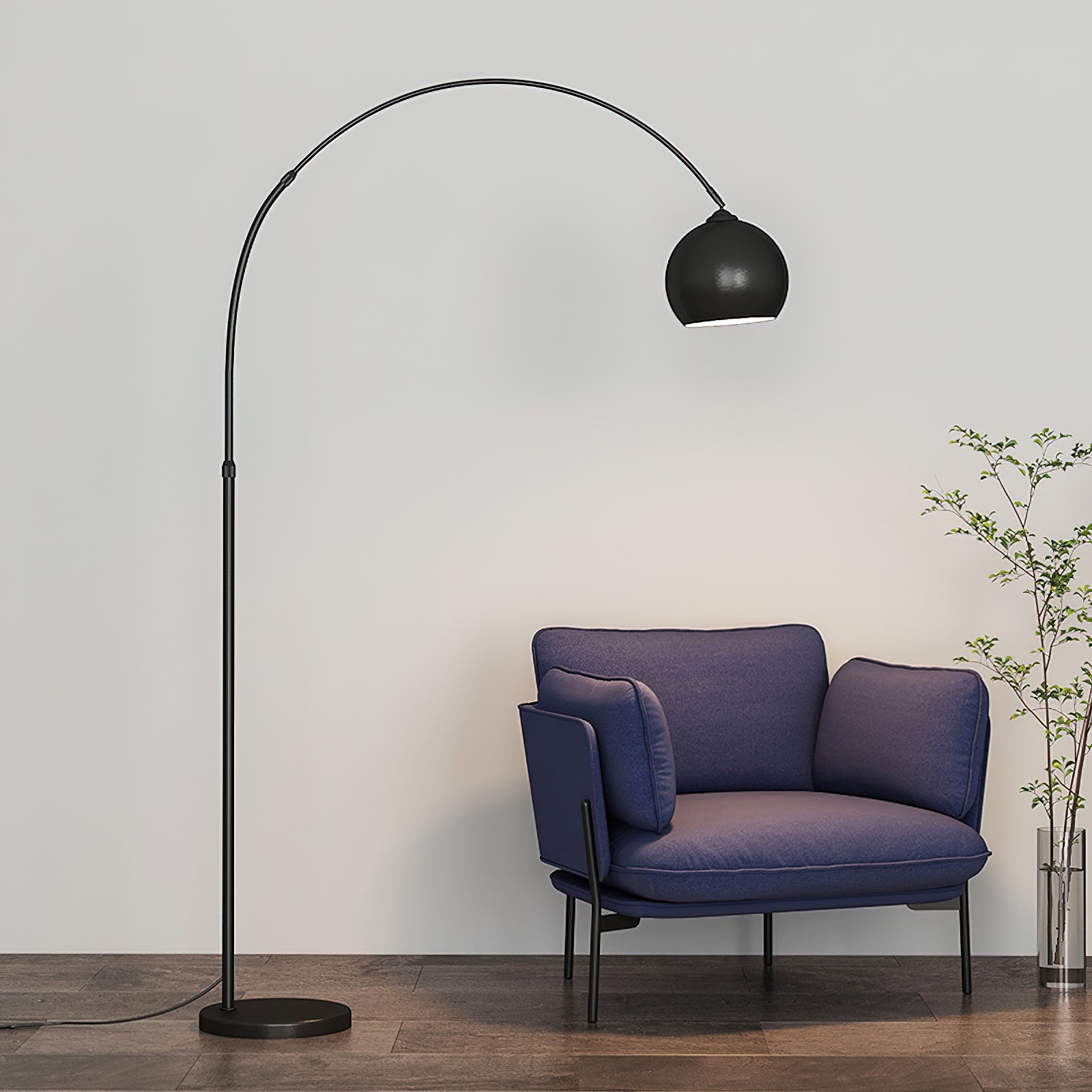 Verstelbare Vloerlamp Metaal Zwart Chroom Wit Telescopische Arm Leeslamp Modern Design | Sansoti