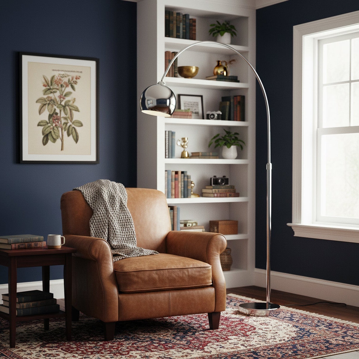 Verstelbare Vloerlamp Metaal Zwart Chroom Wit Telescopische Arm Leeslamp Modern Design | Sansoti