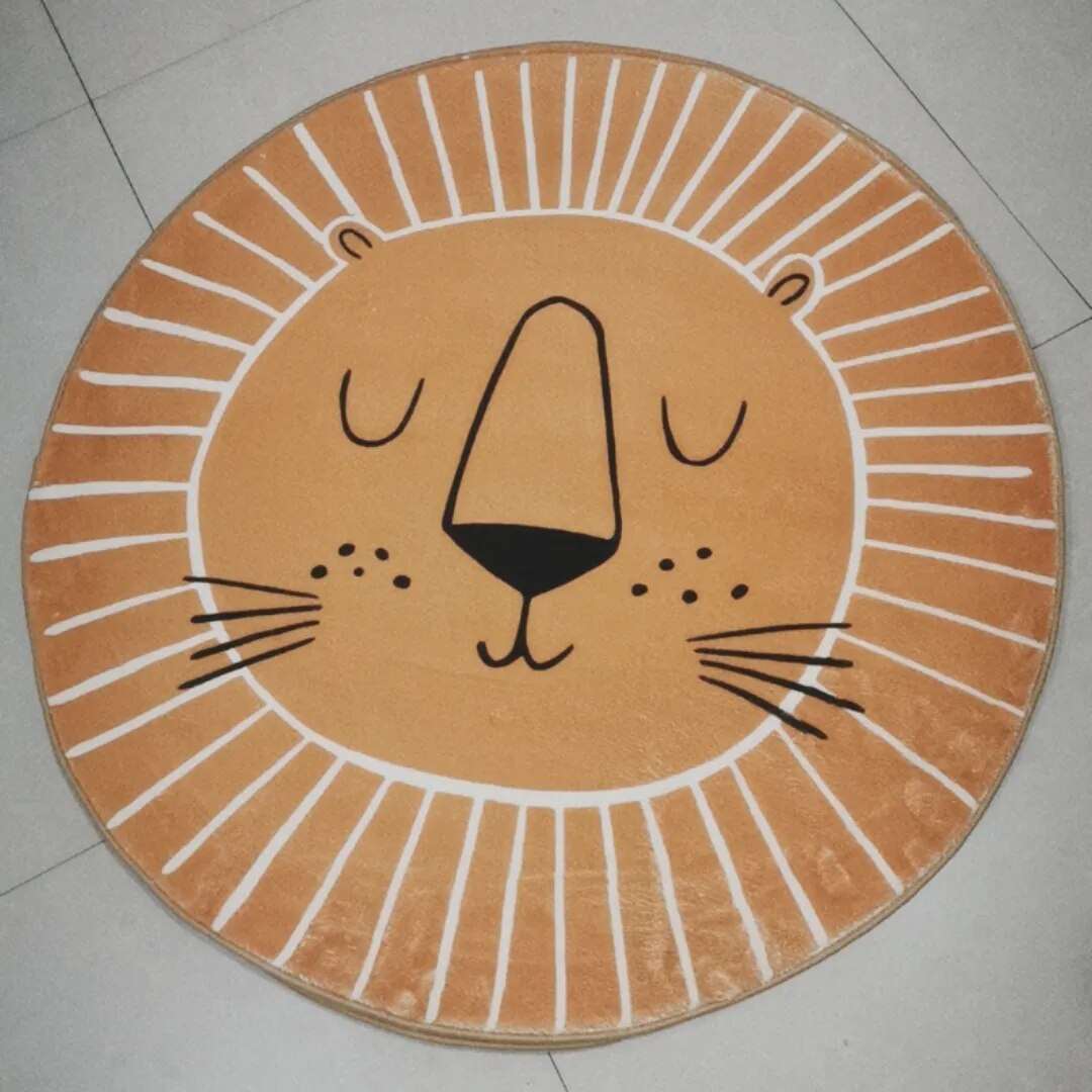 Runder Teppich Kinder Löwe Polyester Mikrofaser 80cm 100cm 120cm Spielzimmer Kinderzimmer Teppich Tierdruck Spielmatte Weich | Restfield