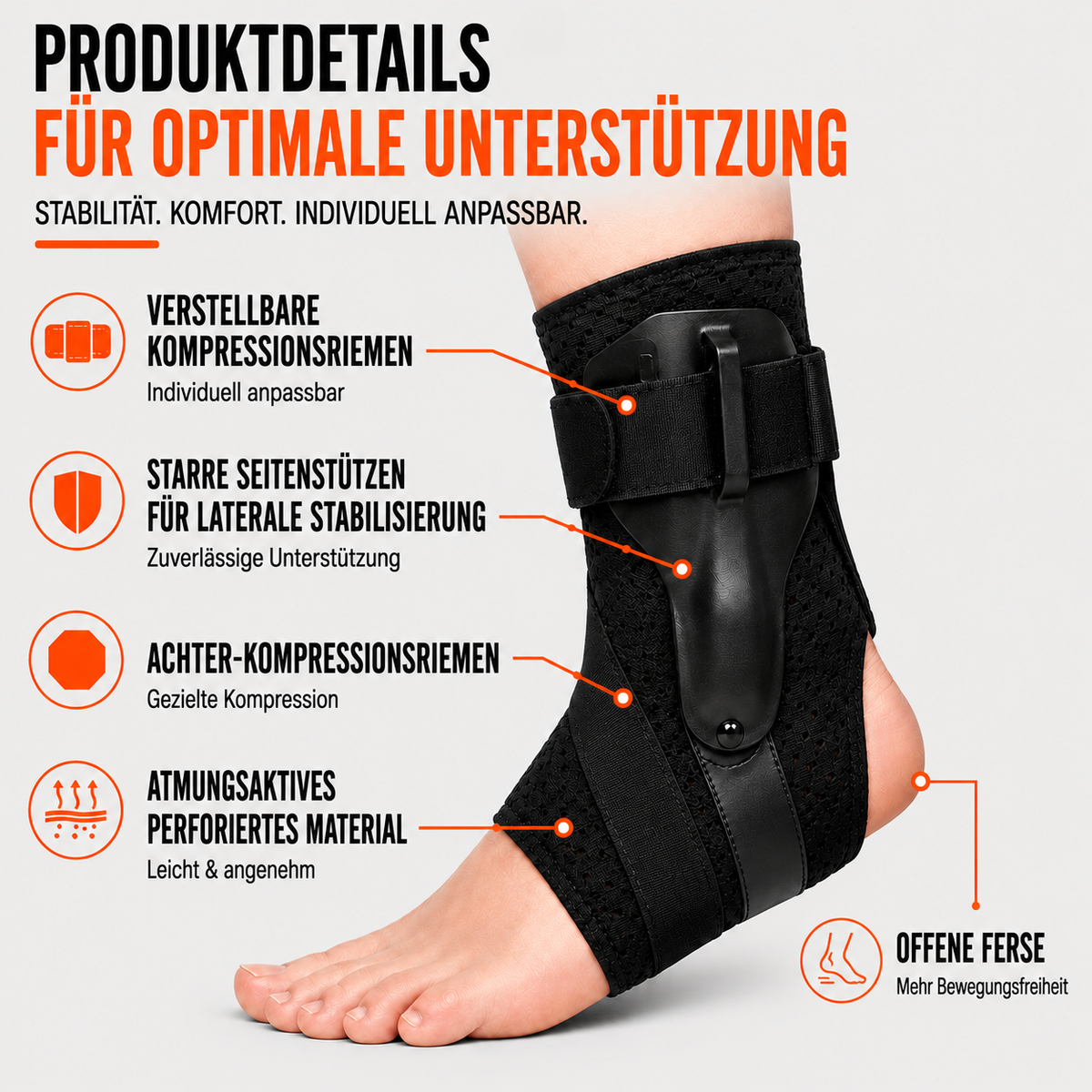 Verstelbare Enkelbrace met Compressie en Zijsteun voor Sport Herstel Stabiliteit Blessurepreventie | Sansoti