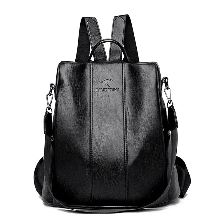 Anti-Diefstal Leren Rugzak Dames Vintage Schoudertas Multifunctioneel Converteerbaar Daypack Reis Schooltas | Sansoti