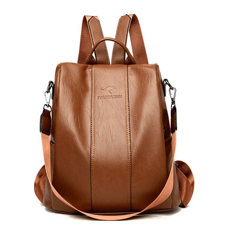 Anti-Diefstal Leren Rugzak Dames Vintage Schoudertas Multifunctioneel Converteerbaar Daypack Reis Schooltas | Sansoti