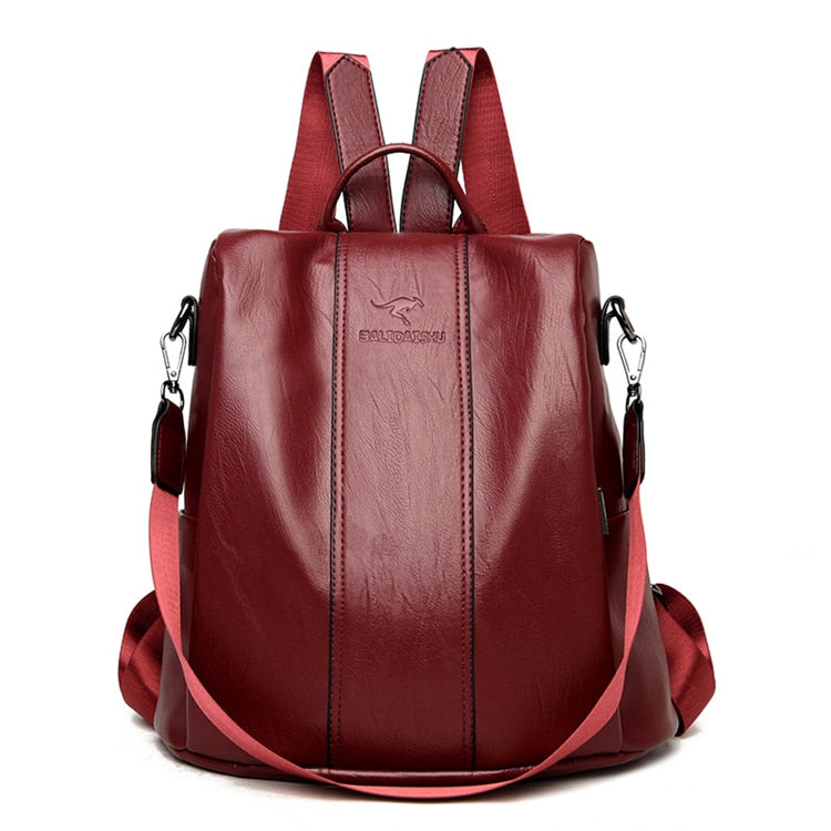 Anti-Diefstal Leren Rugzak Dames Vintage Schoudertas Multifunctioneel Converteerbaar Daypack Reis Schooltas | Sansoti